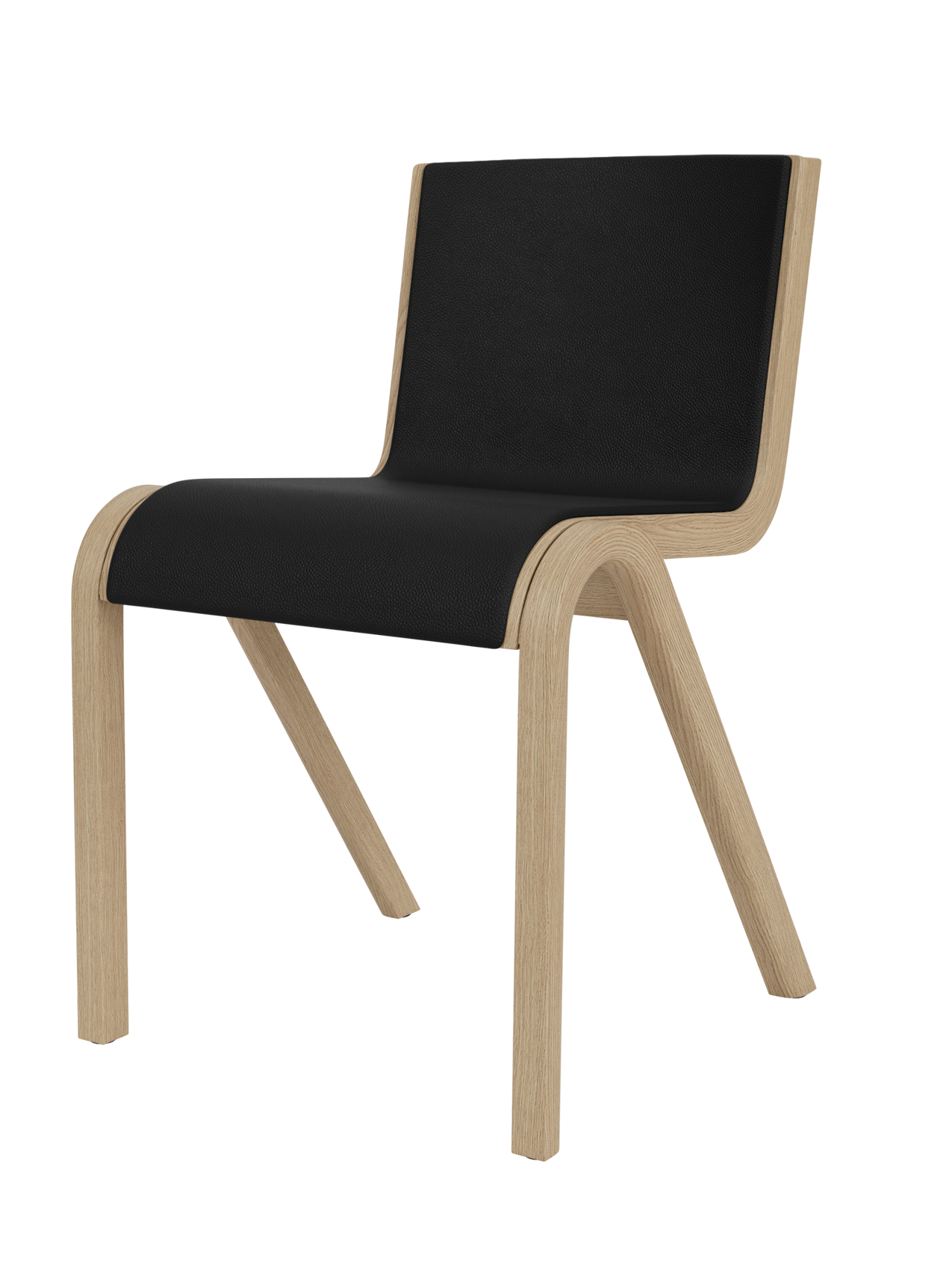 Chaise de salle à manger en placage de chêne scandinave, rembourrée à l'avant, avec conception en porte-à-faux empilable pour salle à manger