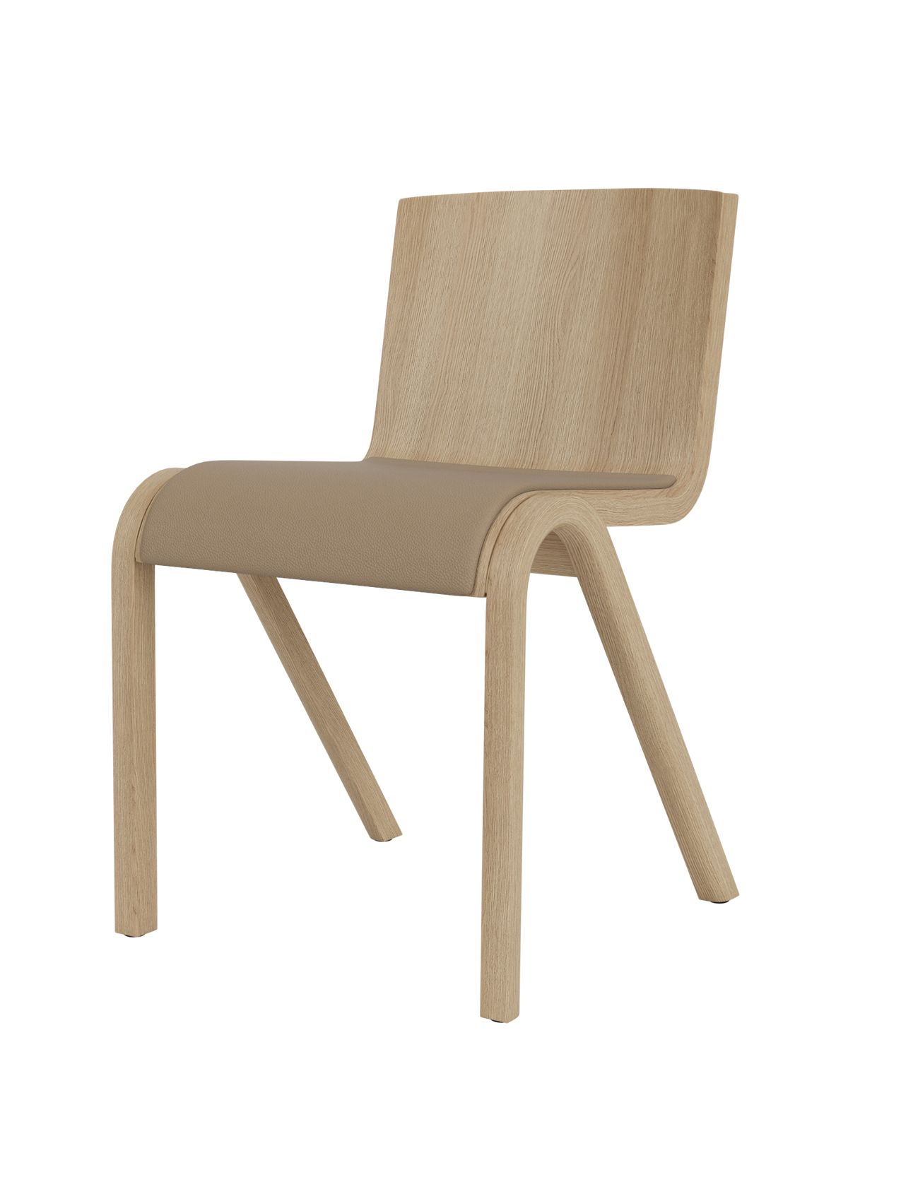 Chaise de salle à manger en placage de chêne scandinave avec assise rembourrée et design empilable en porte-à-faux pour salle à manger
