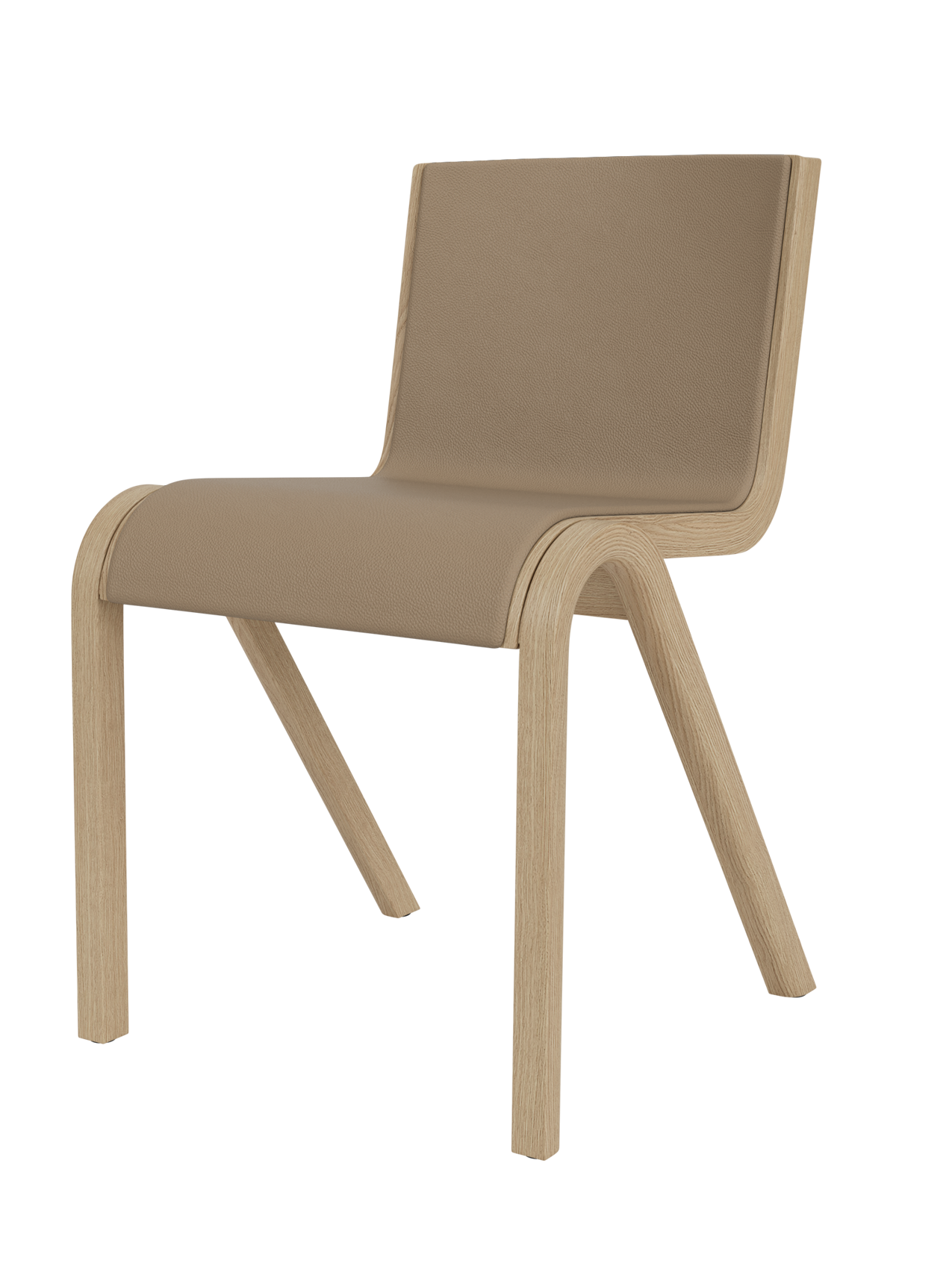 Chaise de salle à manger en placage de chêne scandinave, rembourrée à l'avant, avec conception en porte-à-faux empilable pour salle à manger