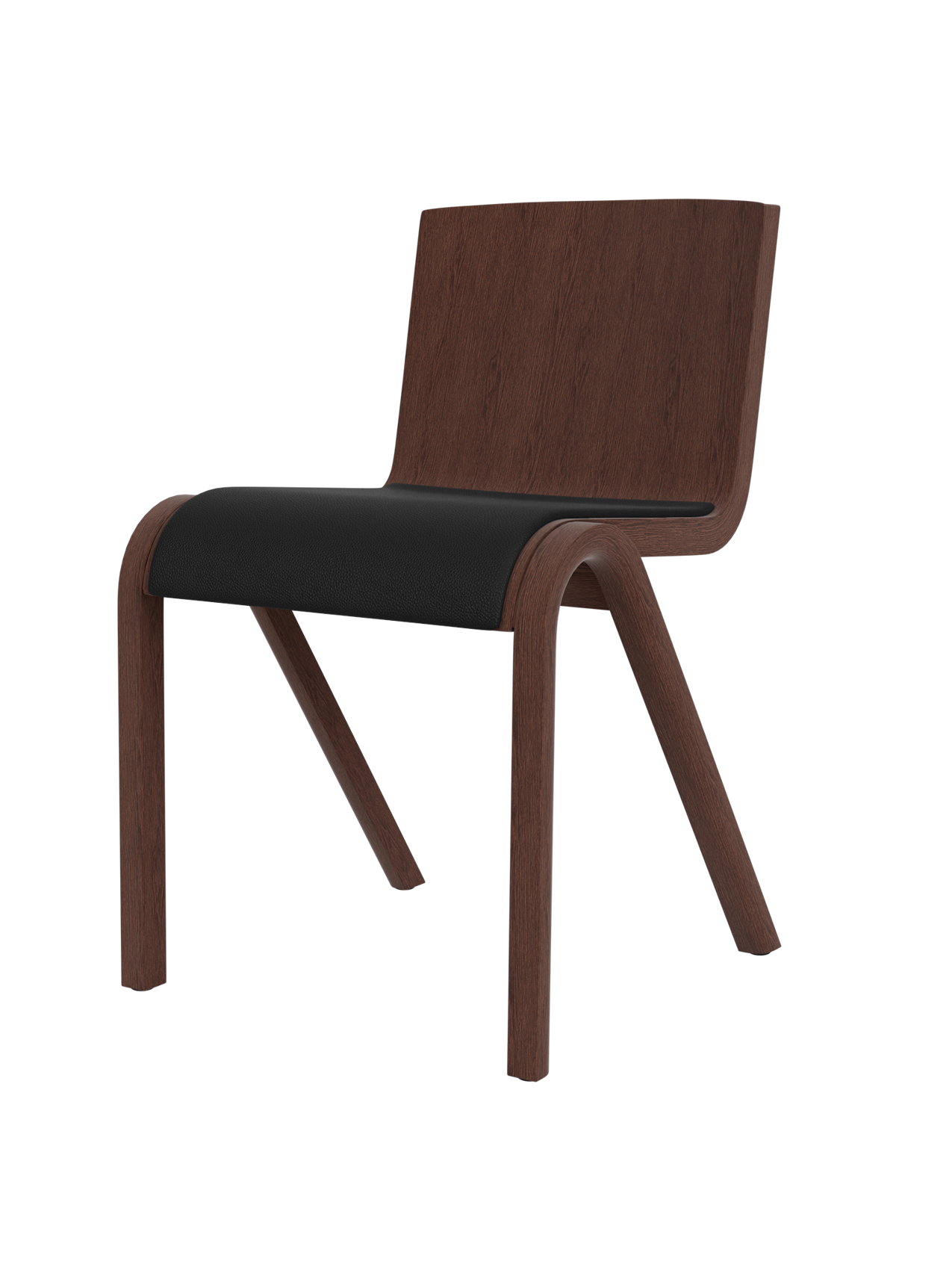 Chaise de salle à manger en placage de chêne scandinave avec assise rembourrée et design empilable en porte-à-faux pour salle à manger