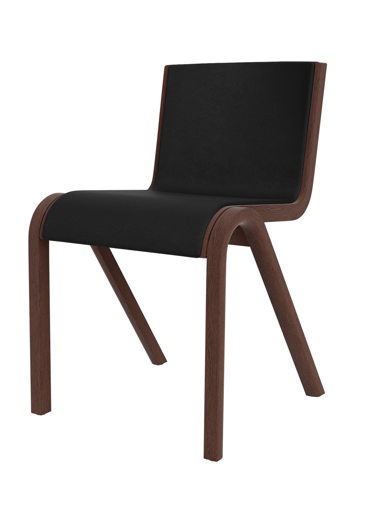Chaise de salle à manger en placage de chêne scandinave, rembourrée à l'avant, avec conception en porte-à-faux empilable pour salle à manger