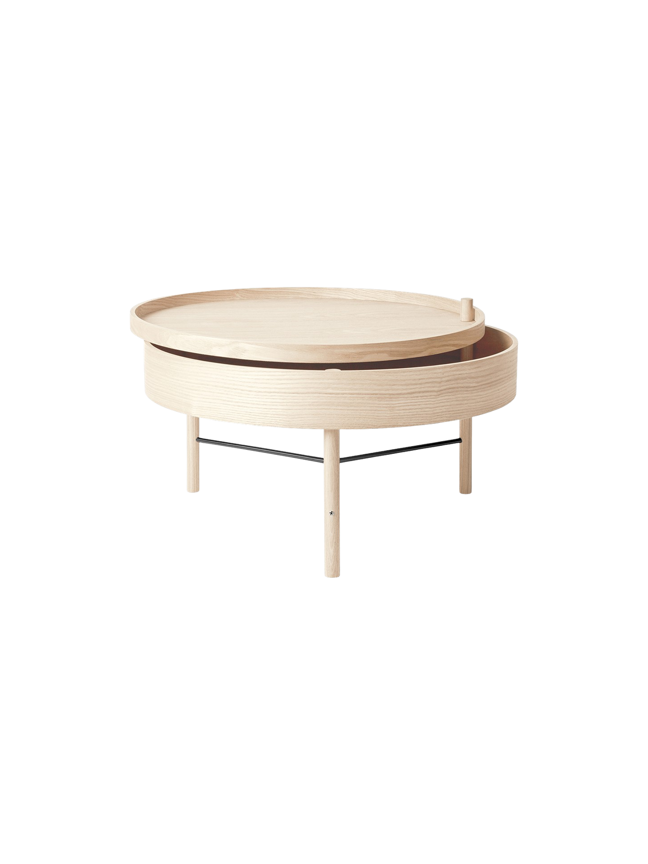 Table d'appoint moderne en bois avec compartiment de rangement à couvercle rotatif pour salon