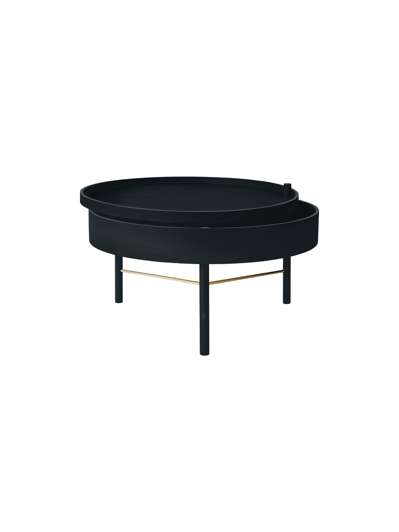 Table d'appoint moderne en bois avec compartiment de rangement à couvercle rotatif pour salon