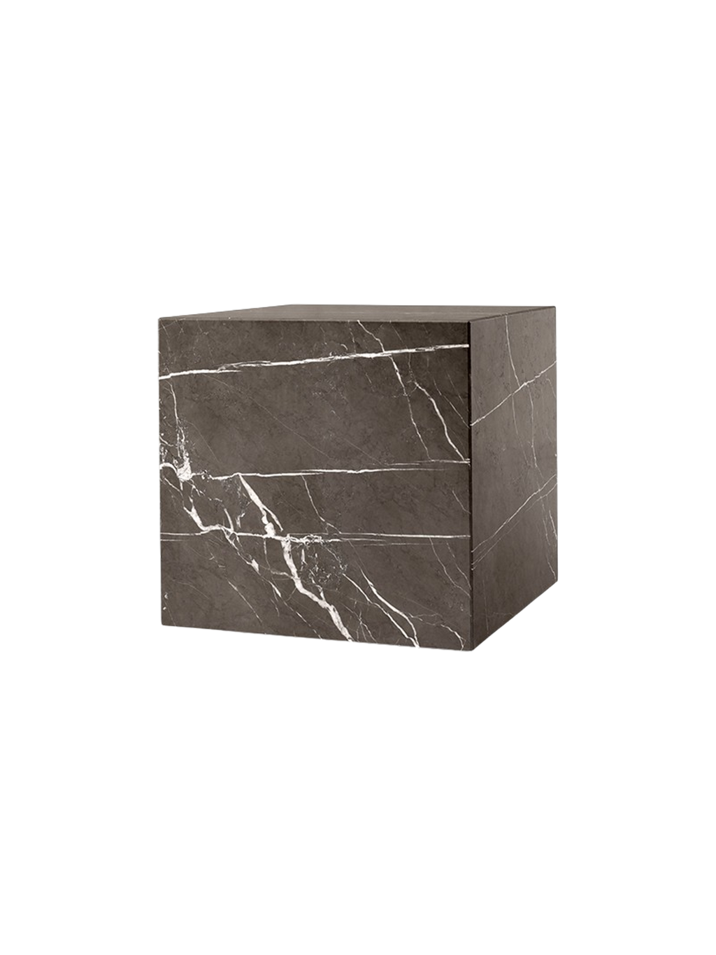 Table d'appoint minimaliste en marbre et pierre avec piédestal cubique sculptural pour salon et couloir