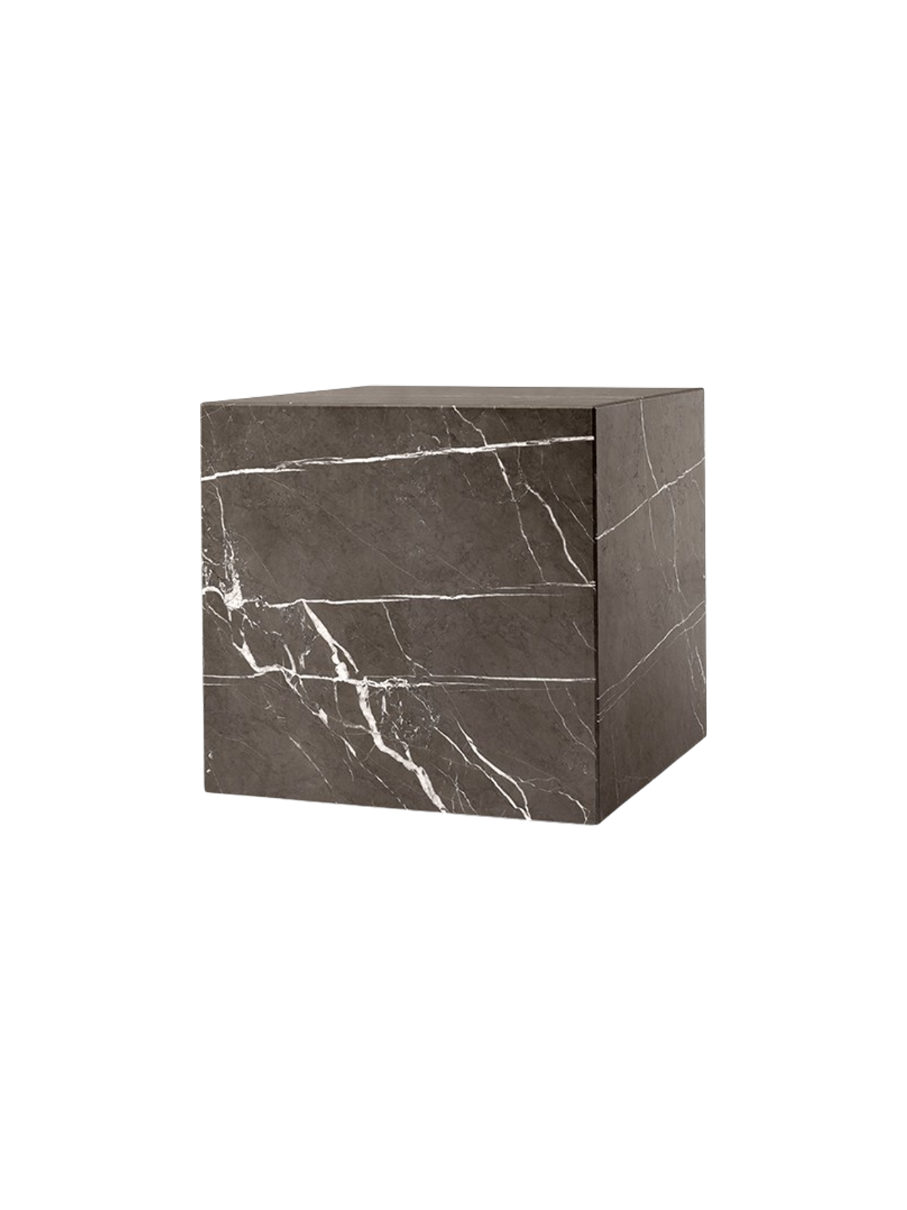 Table d'appoint minimaliste en marbre et pierre avec piédestal cubique sculptural pour salon et couloir