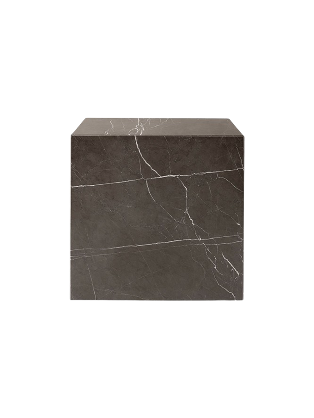 Table d'appoint minimaliste en marbre et pierre avec piédestal cubique sculptural pour salon et couloir