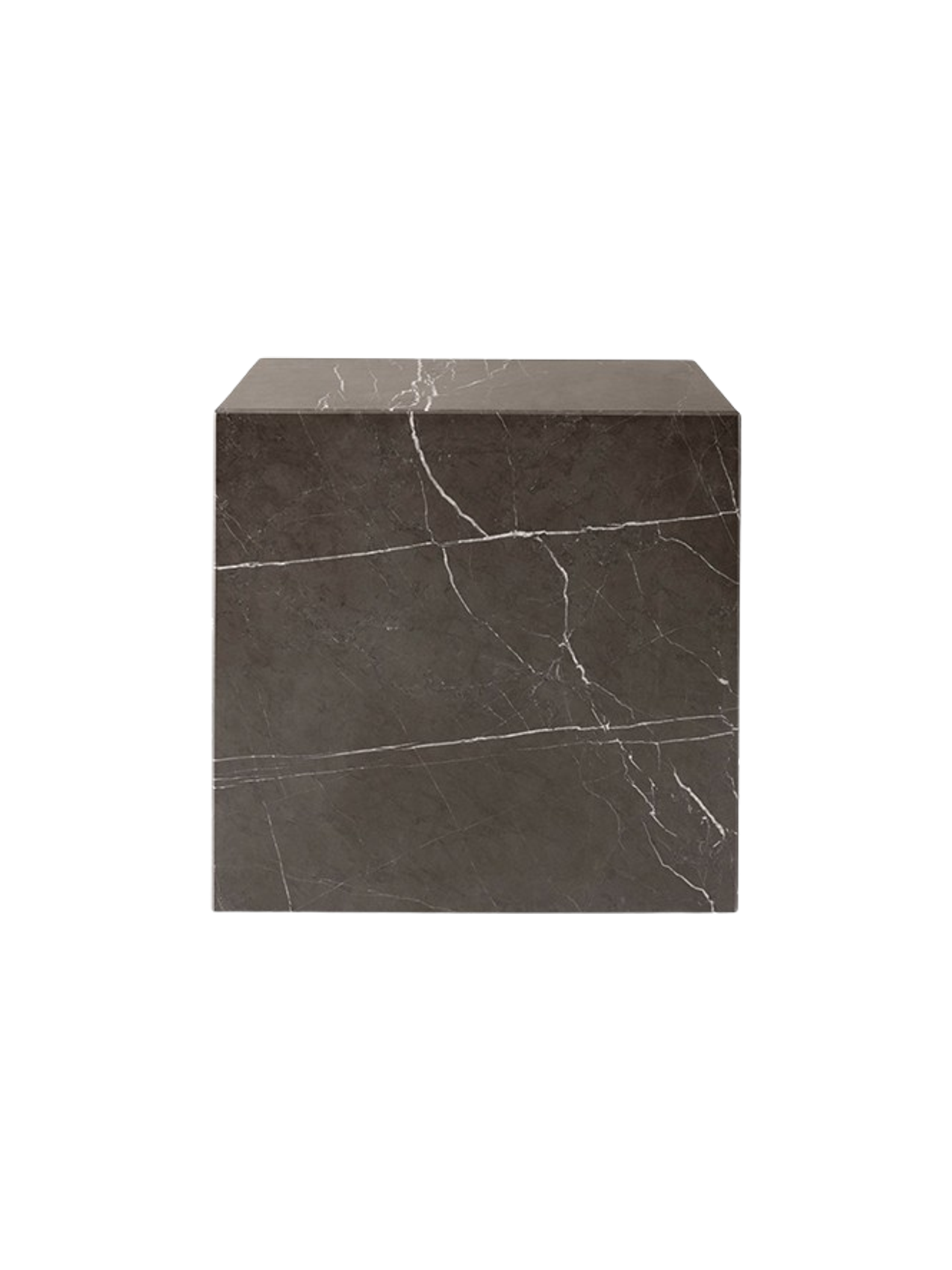 Table d'appoint minimaliste en marbre et pierre avec piédestal cubique sculptural pour salon et couloir