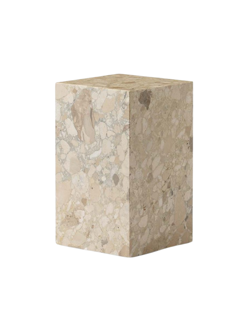 Table d'appoint minimaliste en marbre et pierre avec piédestal haut et forme sculpturale pour salon et couloir