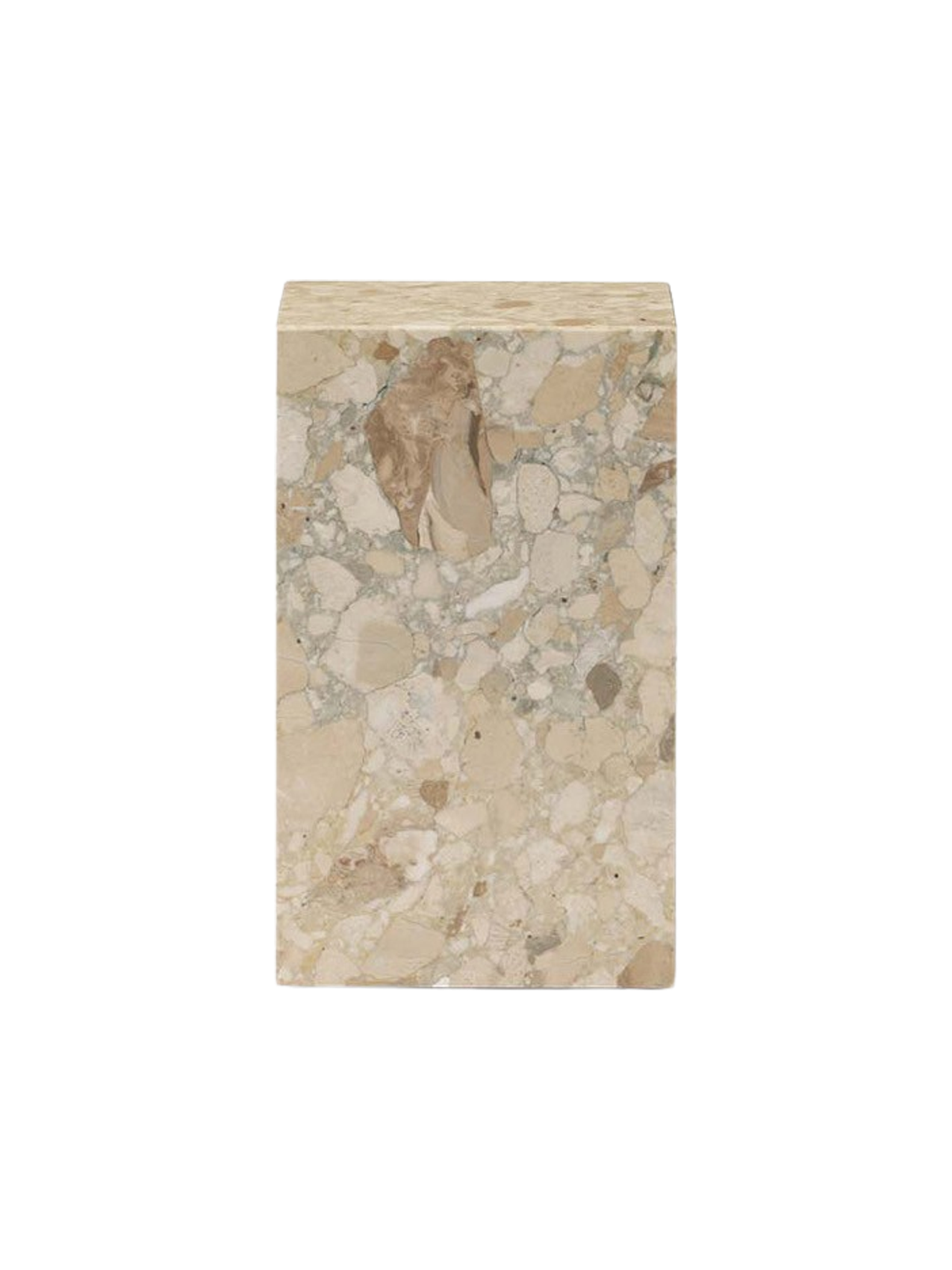 Table d'appoint minimaliste en marbre et pierre avec piédestal haut et forme sculpturale pour salon et couloir