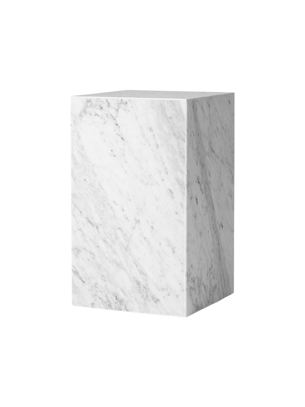 Table d'appoint minimaliste en marbre et pierre avec piédestal haut et forme sculpturale pour salon et couloir