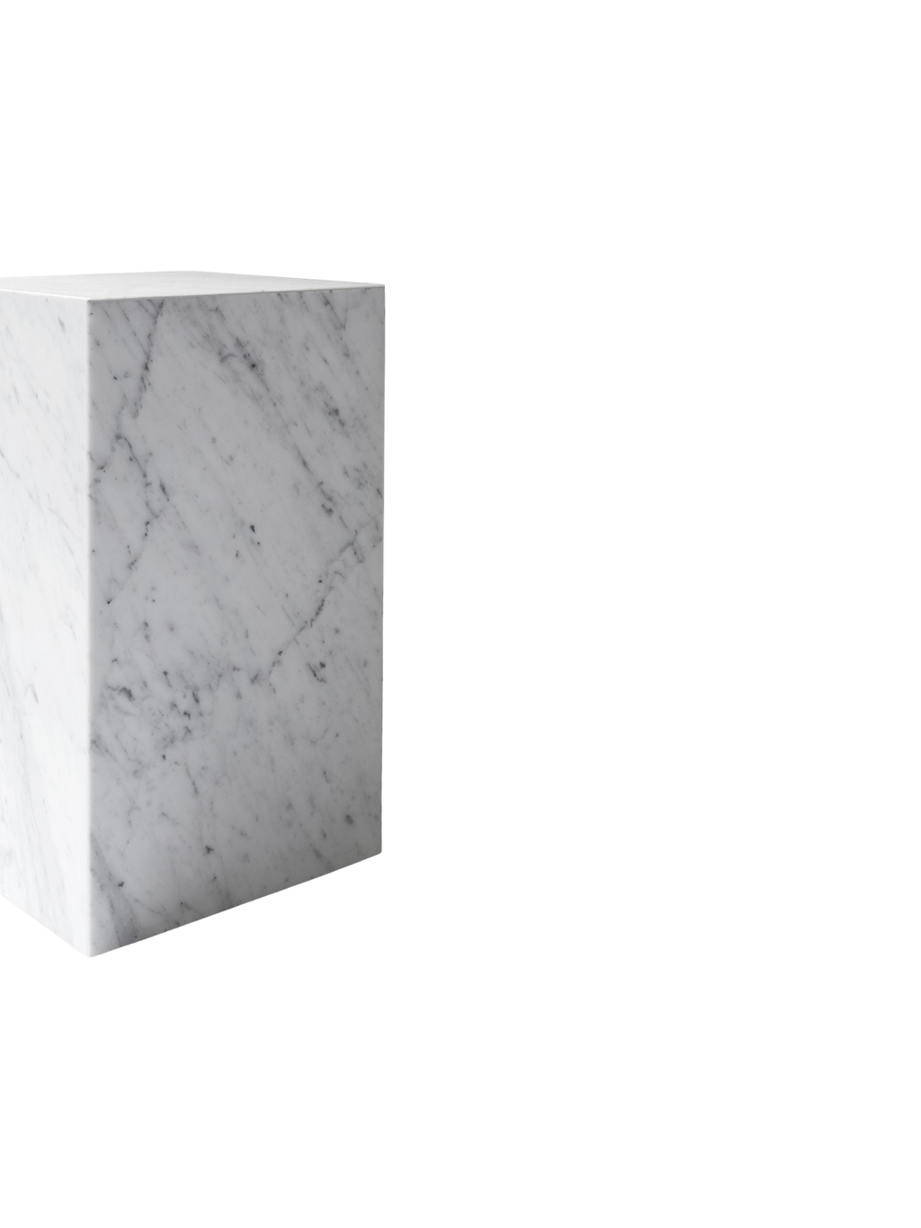 Table d'appoint minimaliste en marbre et pierre avec piédestal haut et forme sculpturale pour salon et couloir