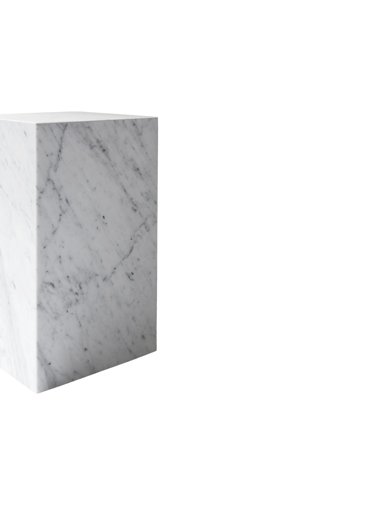 Table d'appoint minimaliste en marbre et pierre avec piédestal haut et forme sculpturale pour salon et couloir
