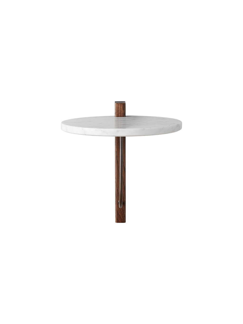 Étagère murale moderniste en marbre et chêne foncé, taille moyenne, avec support architectural pour chambre à coucher