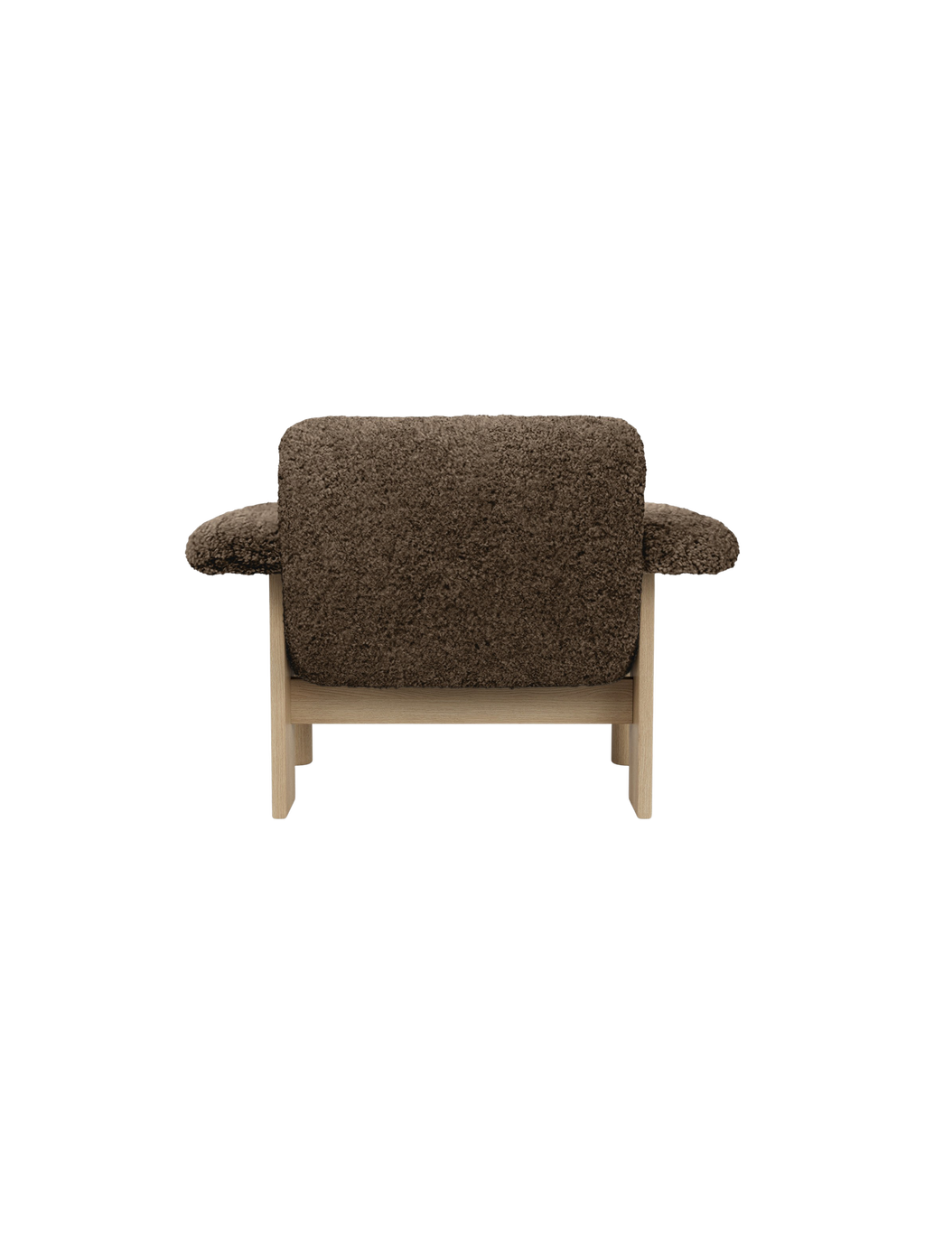 Fauteuil scandinave mi-siècle à dossier bas en peau de mouton avec cadre en bois pour salon et chambre