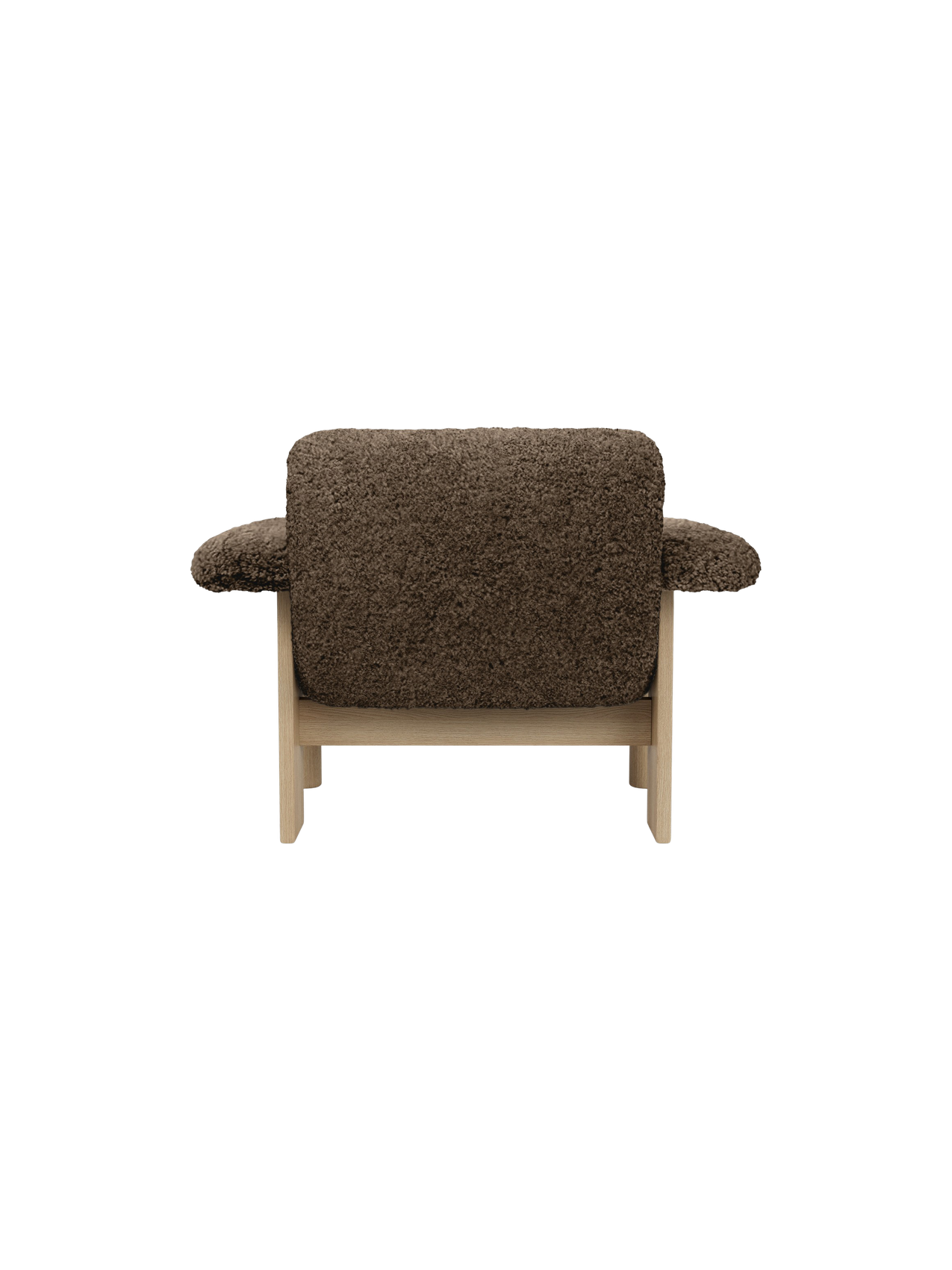 Fauteuil scandinave mi-siècle à dossier bas en peau de mouton avec cadre en bois pour salon et chambre