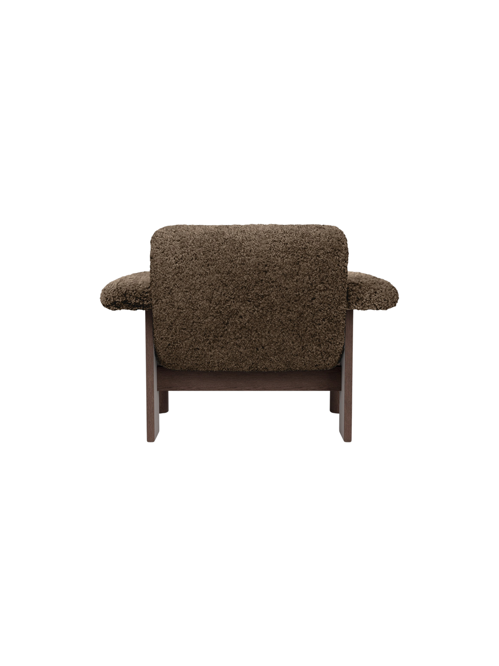 Fauteuil scandinave mi-siècle à dossier bas en peau de mouton avec cadre en bois pour salon et chambre