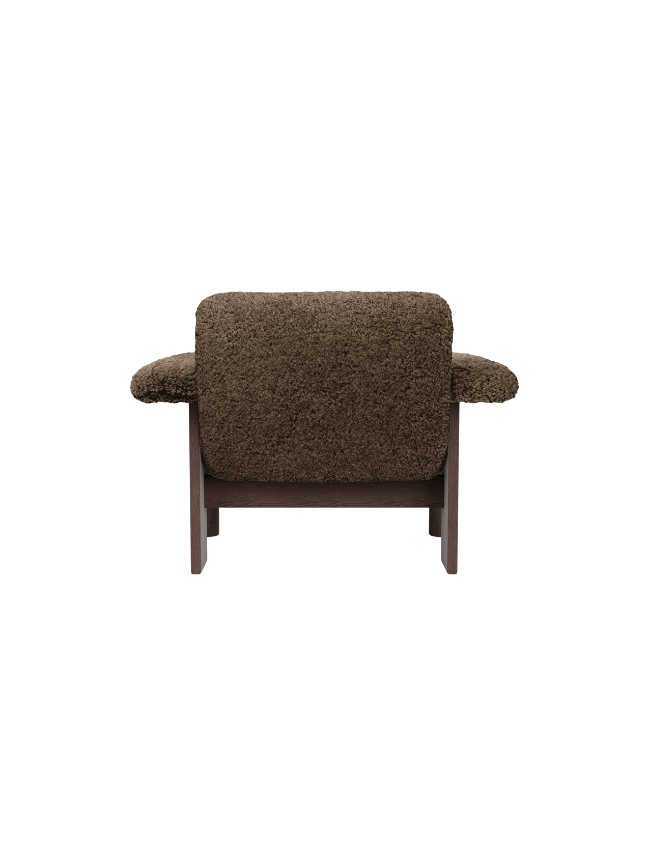 Fauteuil scandinave mi-siècle à dossier bas en peau de mouton avec cadre en bois pour salon et chambre