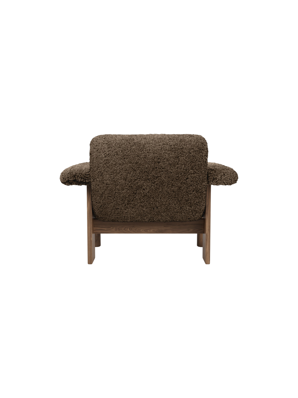 Fauteuil scandinave mi-siècle à dossier bas en peau de mouton avec cadre en bois pour salon et chambre