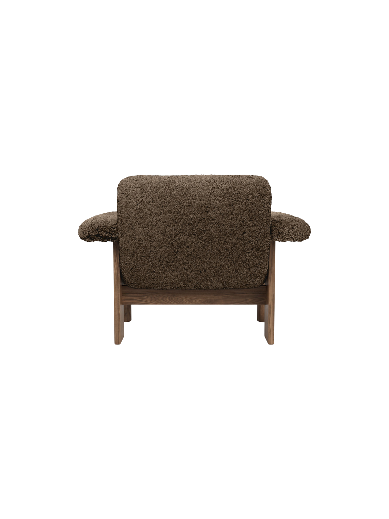 Fauteuil scandinave mi-siècle à dossier bas en peau de mouton avec cadre en bois pour salon et chambre