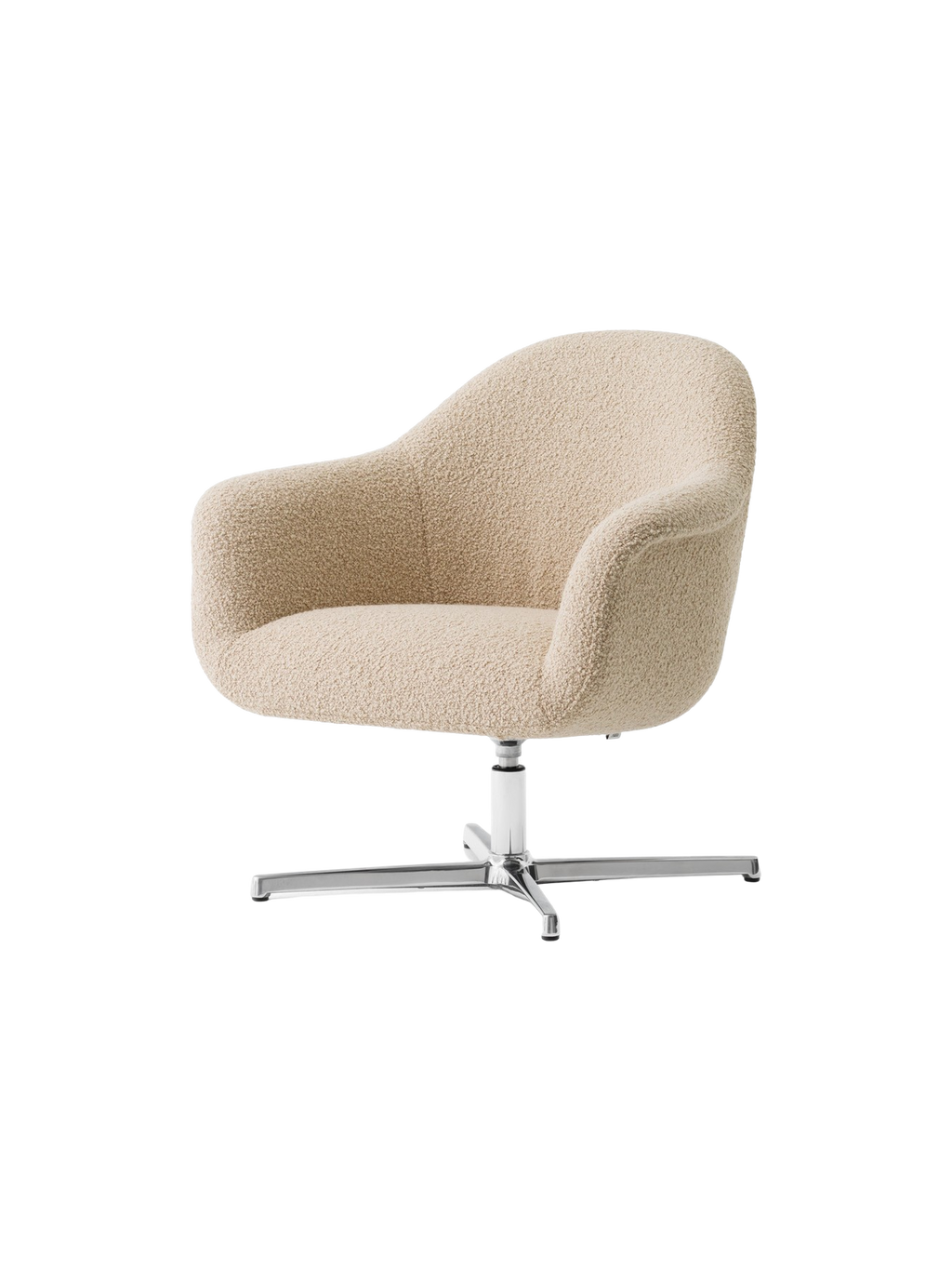 Fauteuil lounge pivotant contemporain en tissu avec piètement étoile en aluminium pour salon
