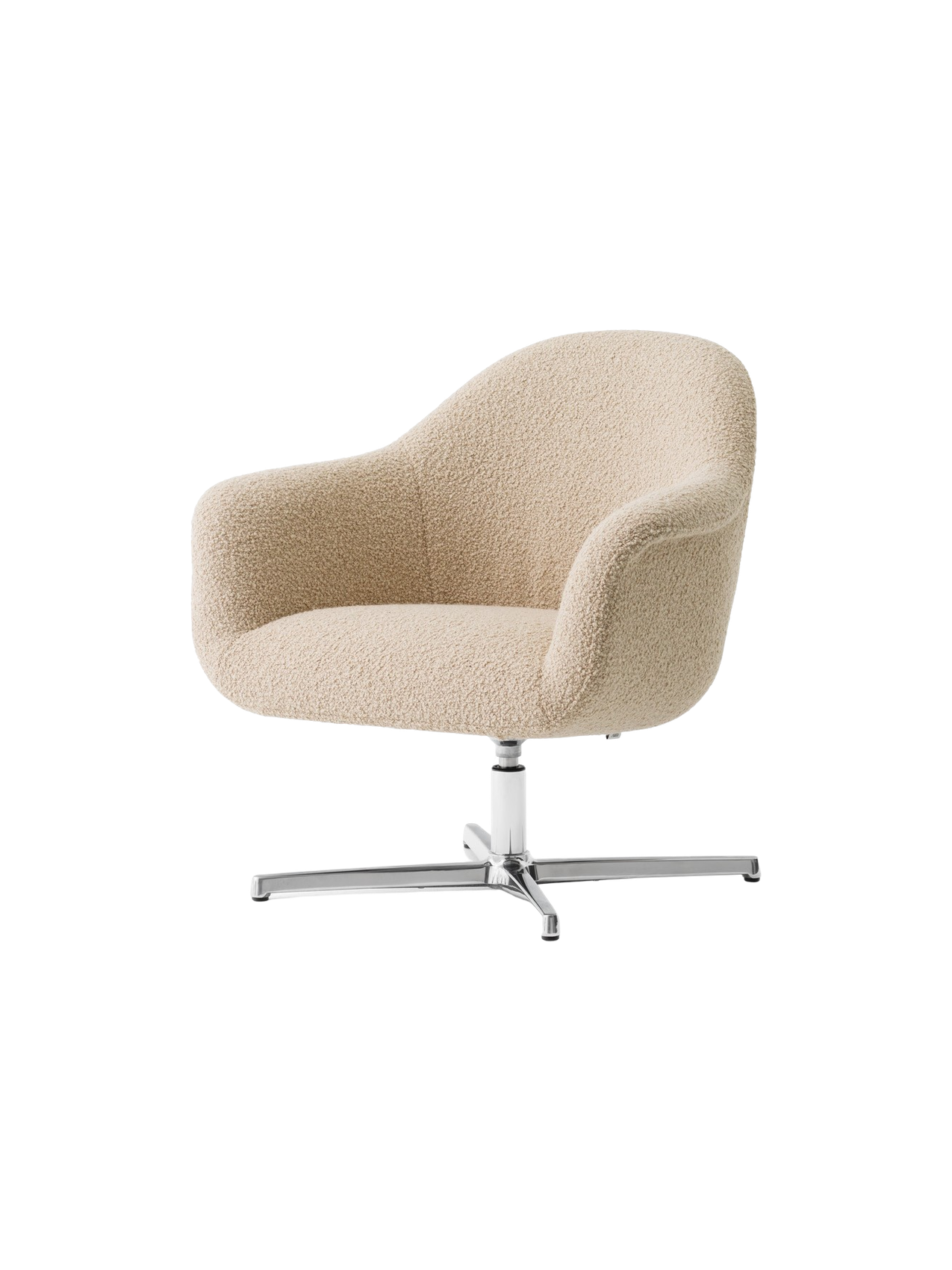 Fauteuil lounge pivotant contemporain en tissu avec piètement étoile en aluminium pour salon
