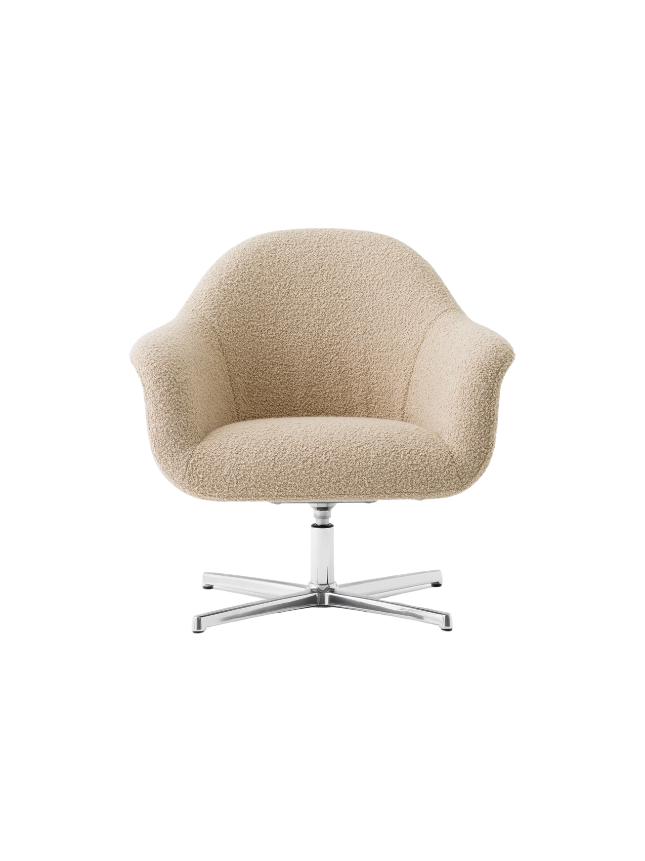 Fauteuil lounge pivotant contemporain en tissu avec piètement étoile en aluminium pour salon