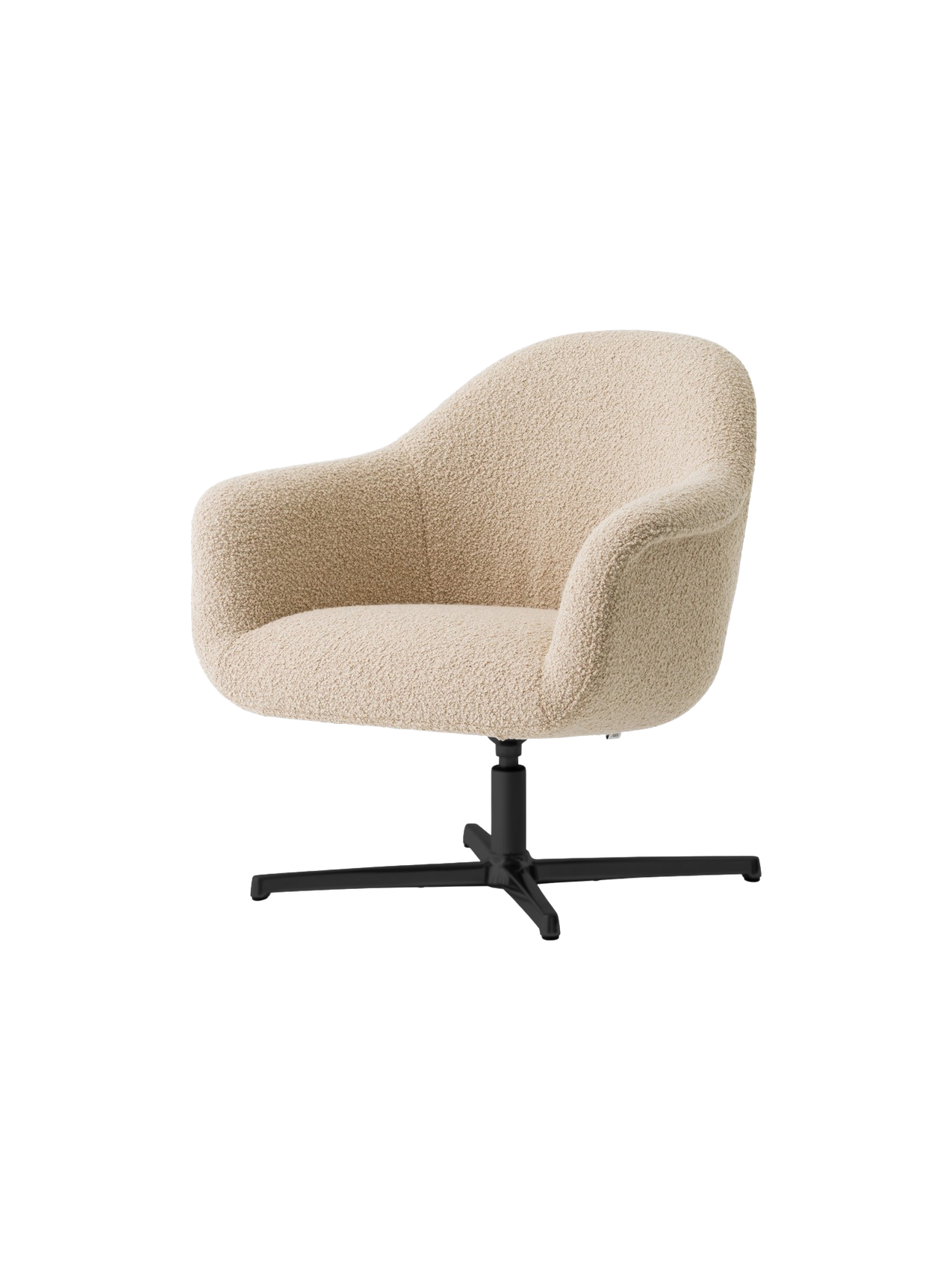 Fauteuil lounge pivotant contemporain en tissu avec piètement étoile en aluminium pour salon
