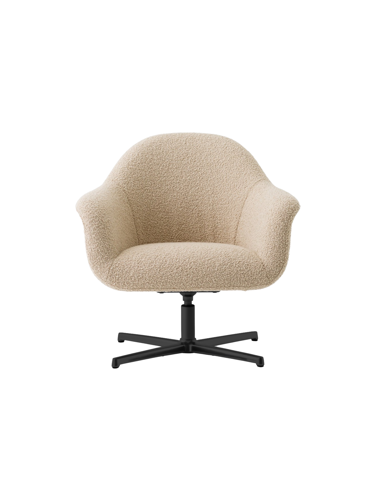 Fauteuil lounge pivotant contemporain en tissu avec piètement étoile en aluminium pour salon