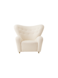 Fauteuil de salon en tissu et chêne avec roulettes en laiton pour le salon