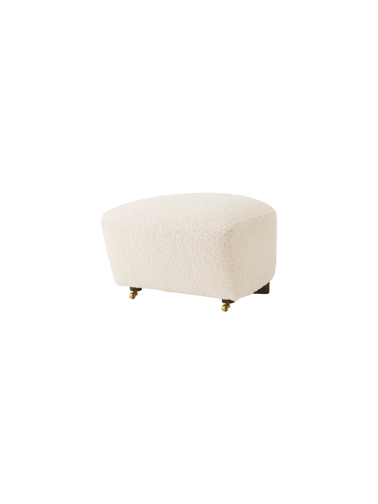 Pouf en tissu et chêne avec roulettes en laiton pour salon