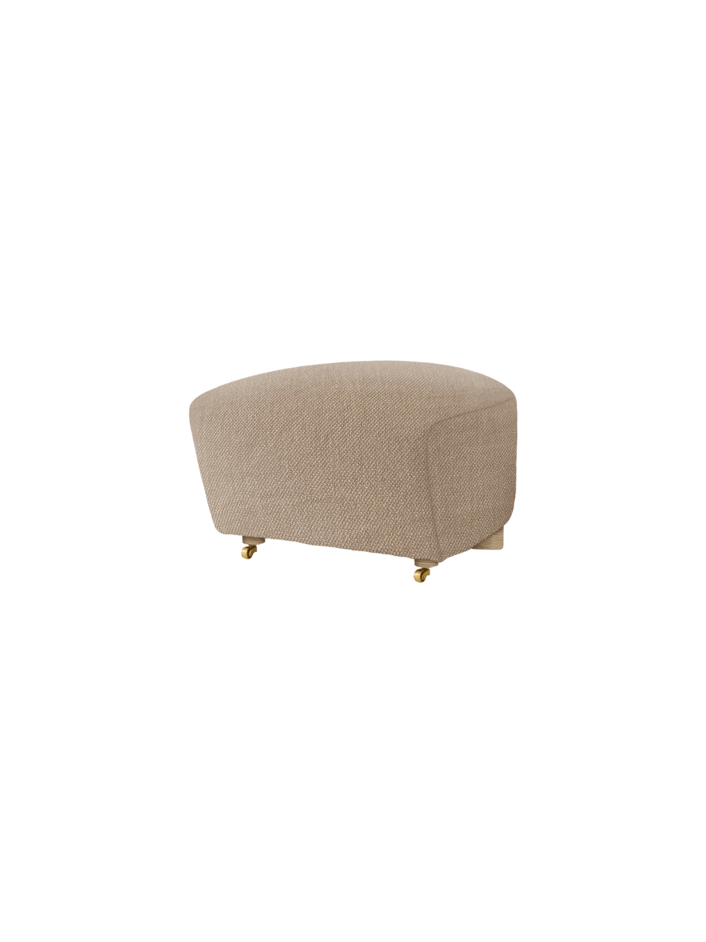 Pouf en tissu et chêne avec roulettes en laiton pour salon