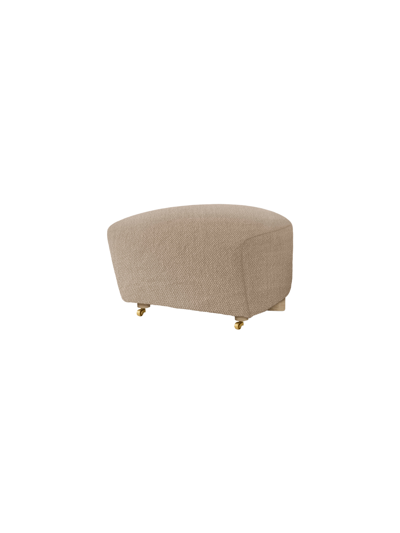 Pouf en tissu et chêne avec roulettes en laiton pour salon
