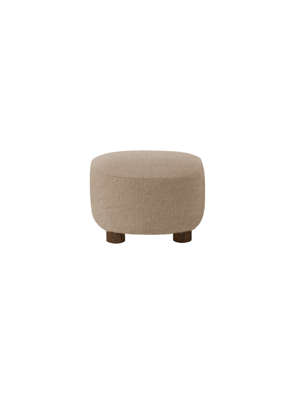 Pouf en tissu et chêne avec roulettes en laiton pour salon