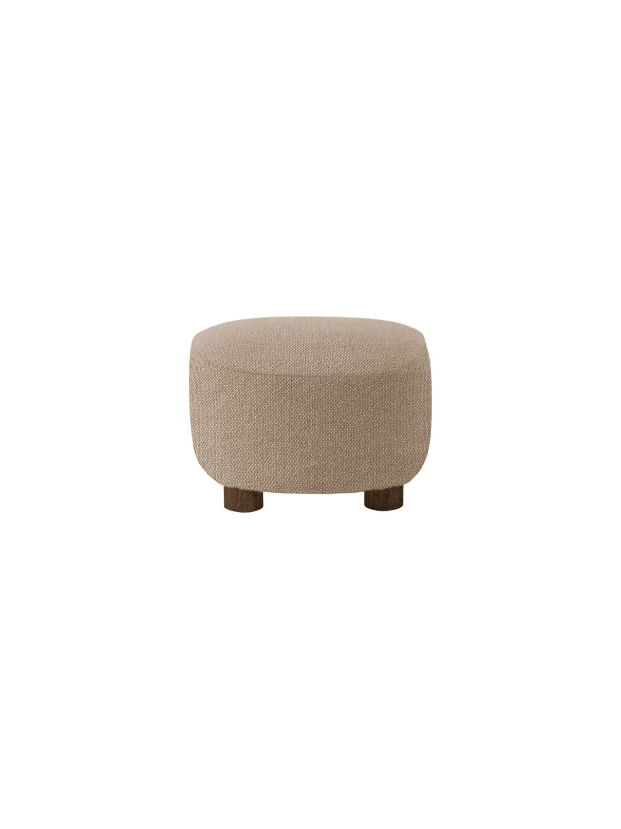 Pouf en tissu et chêne avec roulettes en laiton pour salon