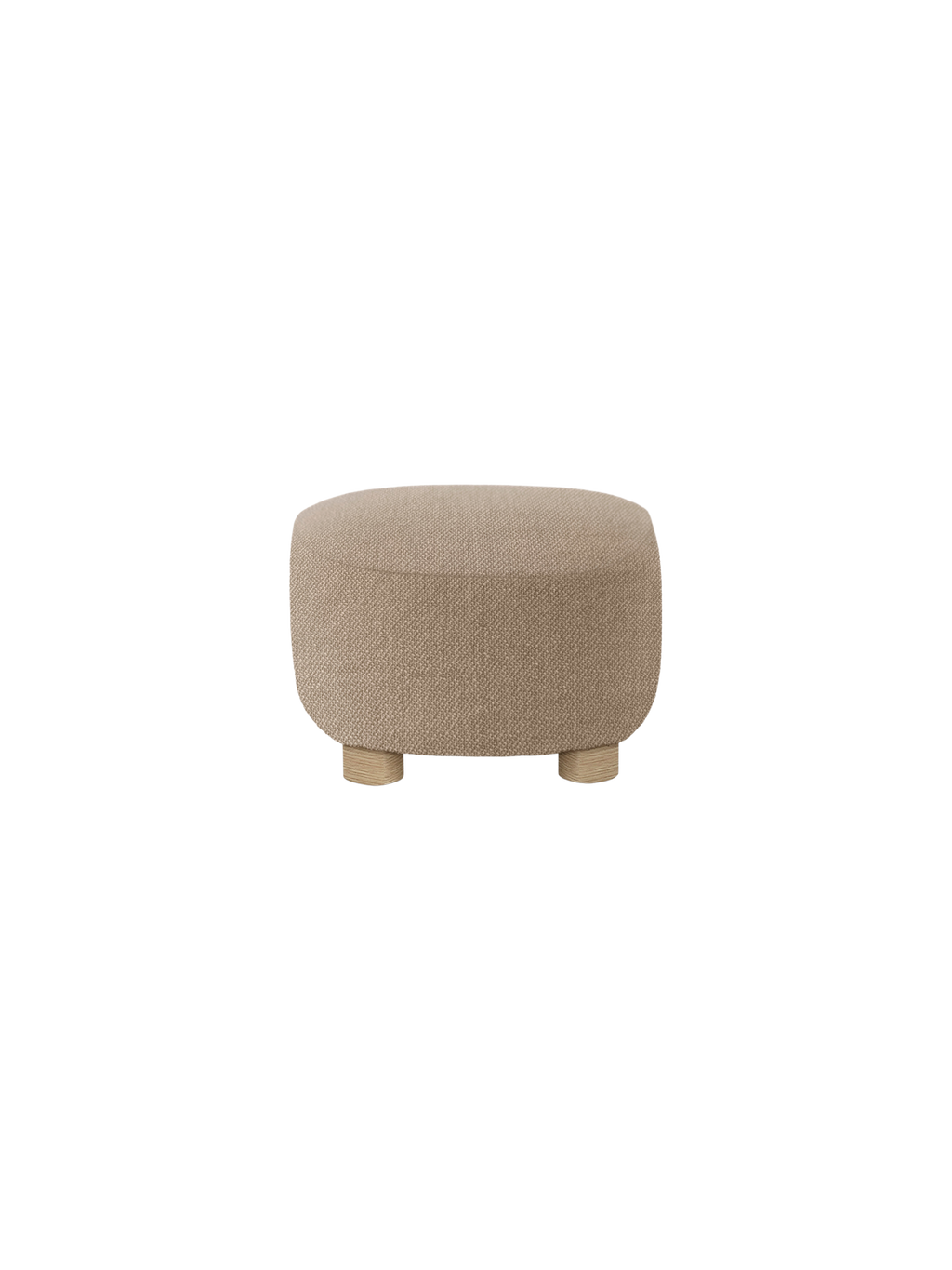 Pouf en tissu et chêne avec roulettes en laiton pour salon