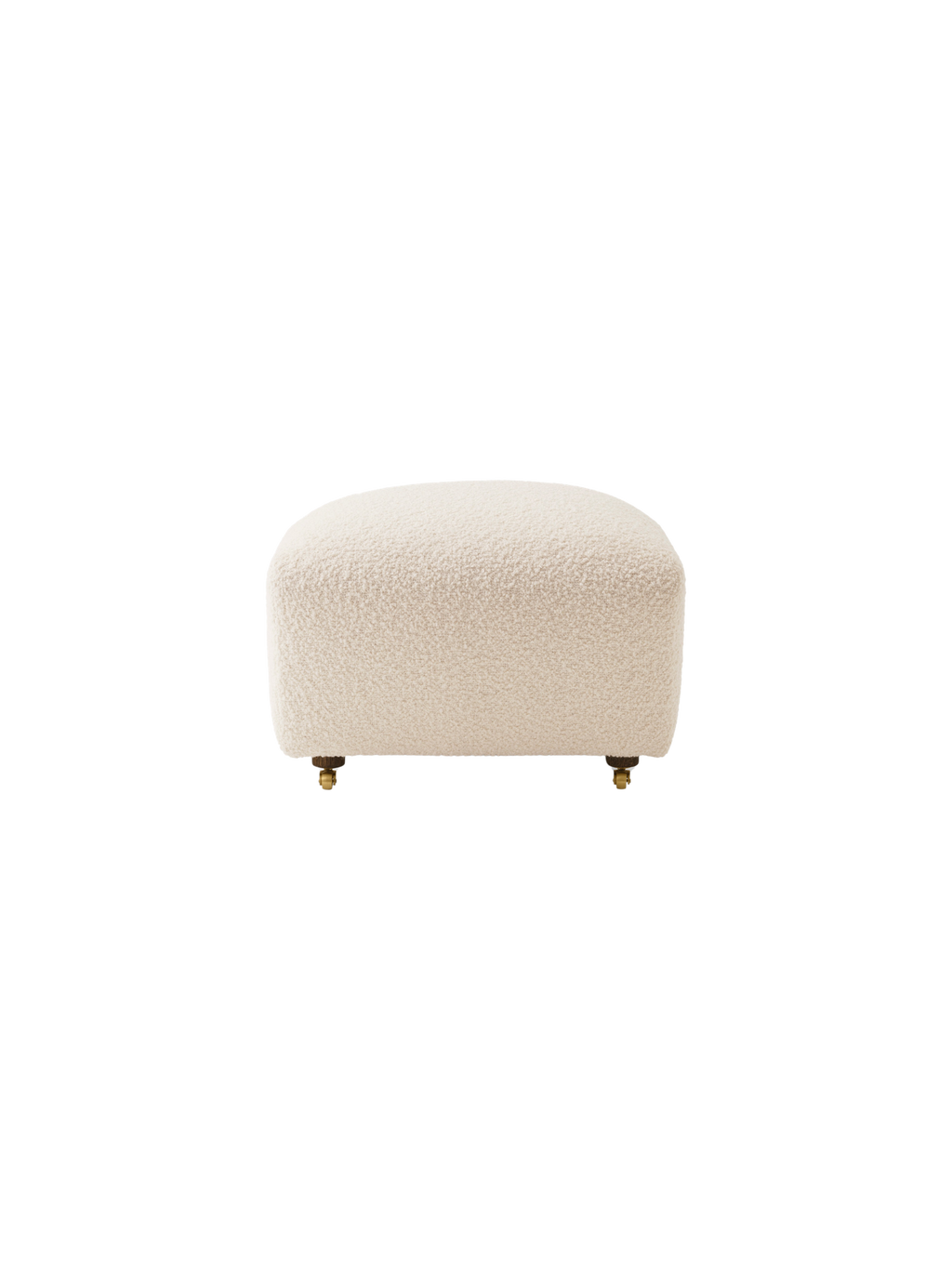 Pouf en tissu et chêne avec roulettes en laiton pour salon