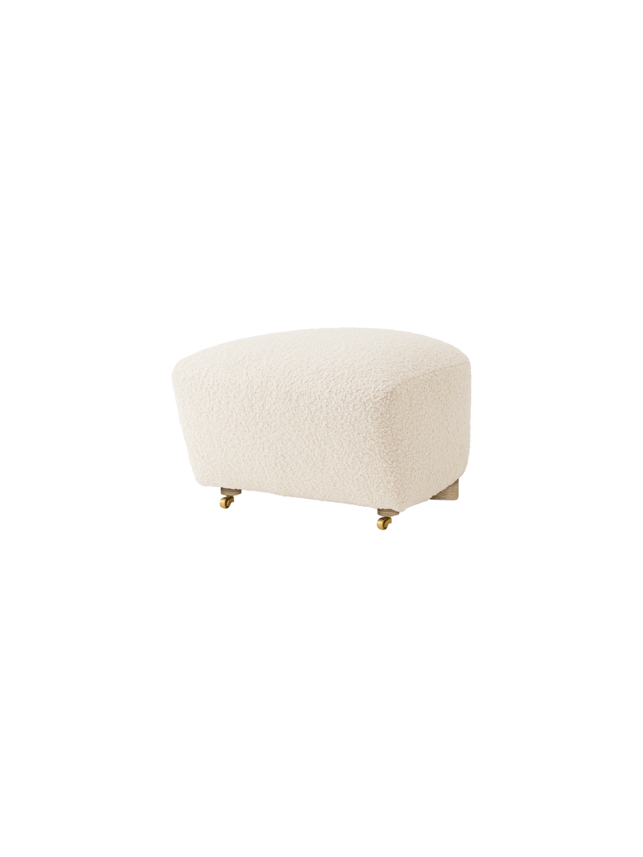Pouf en tissu et chêne avec roulettes en laiton pour salon