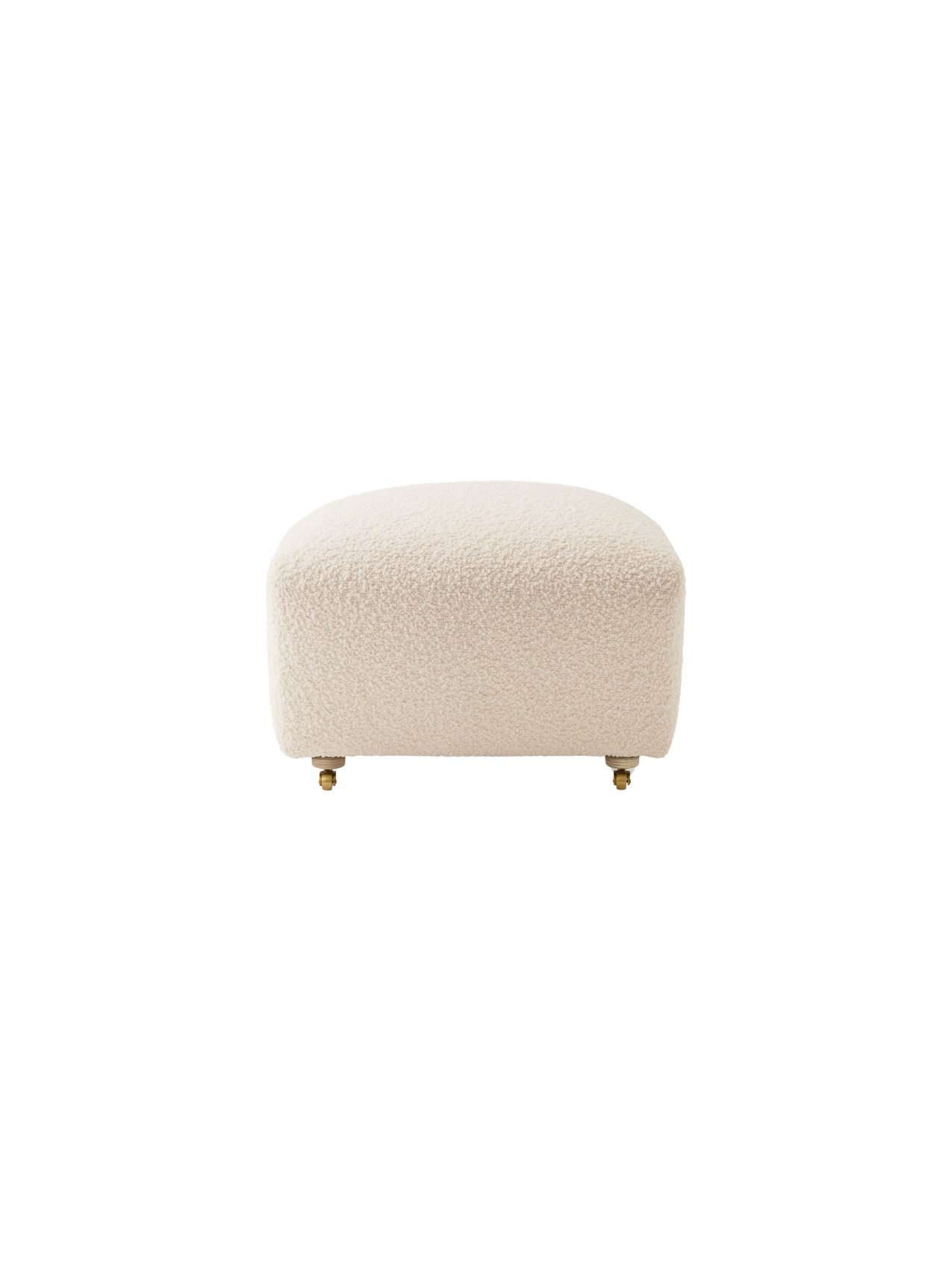 Pouf en tissu et chêne avec roulettes en laiton pour salon