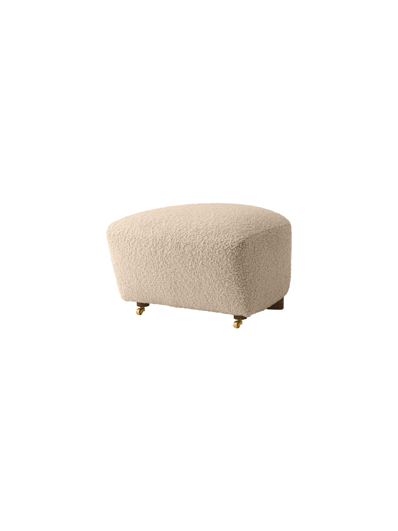 Pouf en tissu et chêne avec roulettes en laiton pour salon