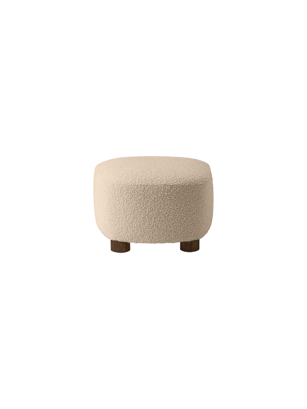 Pouf en tissu et chêne avec roulettes en laiton pour salon