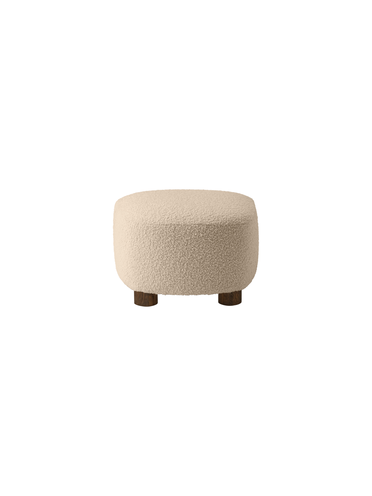 Pouf en tissu et chêne avec roulettes en laiton pour salon