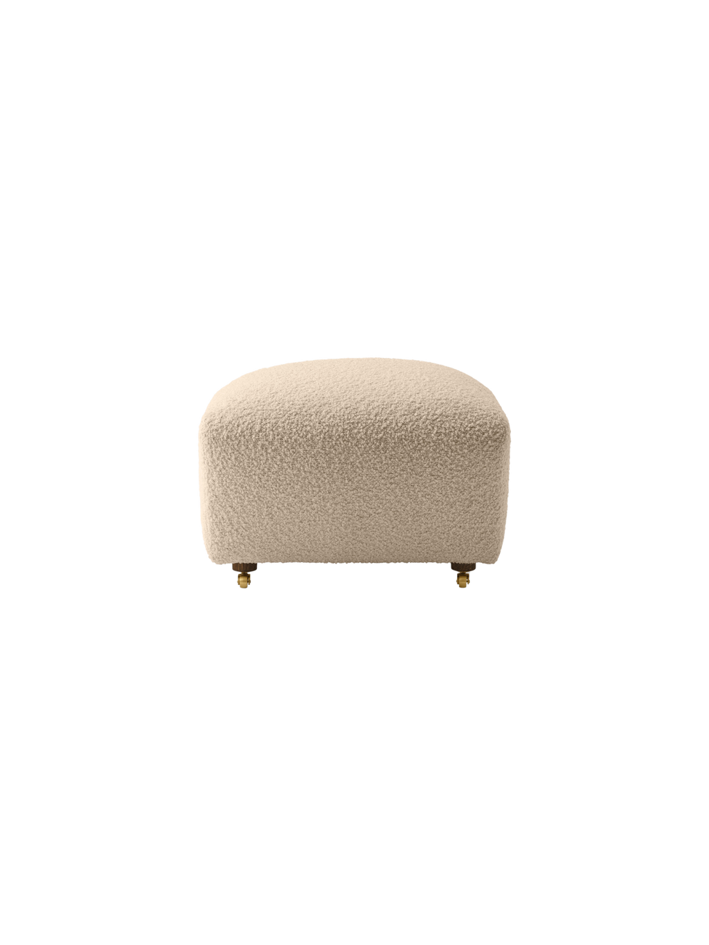 Pouf en tissu et chêne avec roulettes en laiton pour salon