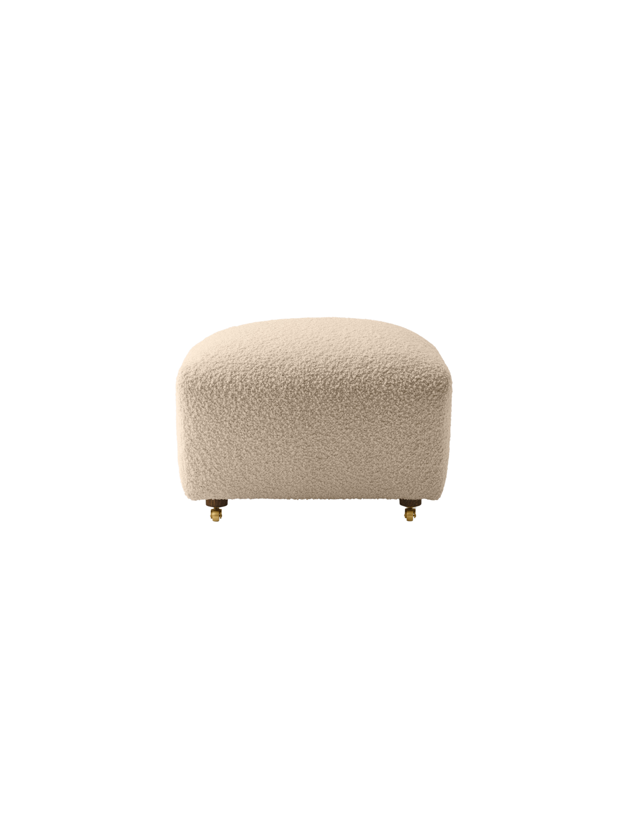 Pouf en tissu et chêne avec roulettes en laiton pour salon