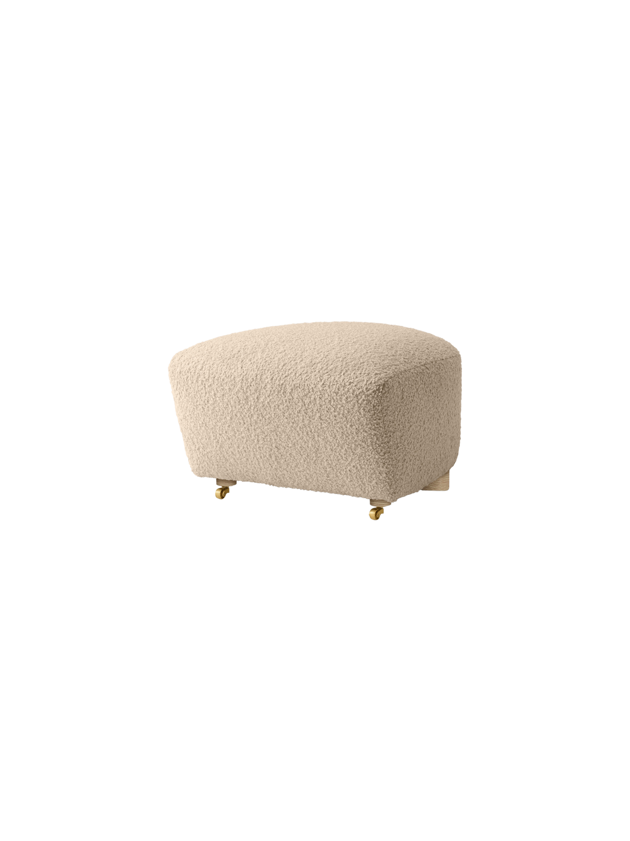 Pouf en tissu et chêne avec roulettes en laiton pour salon