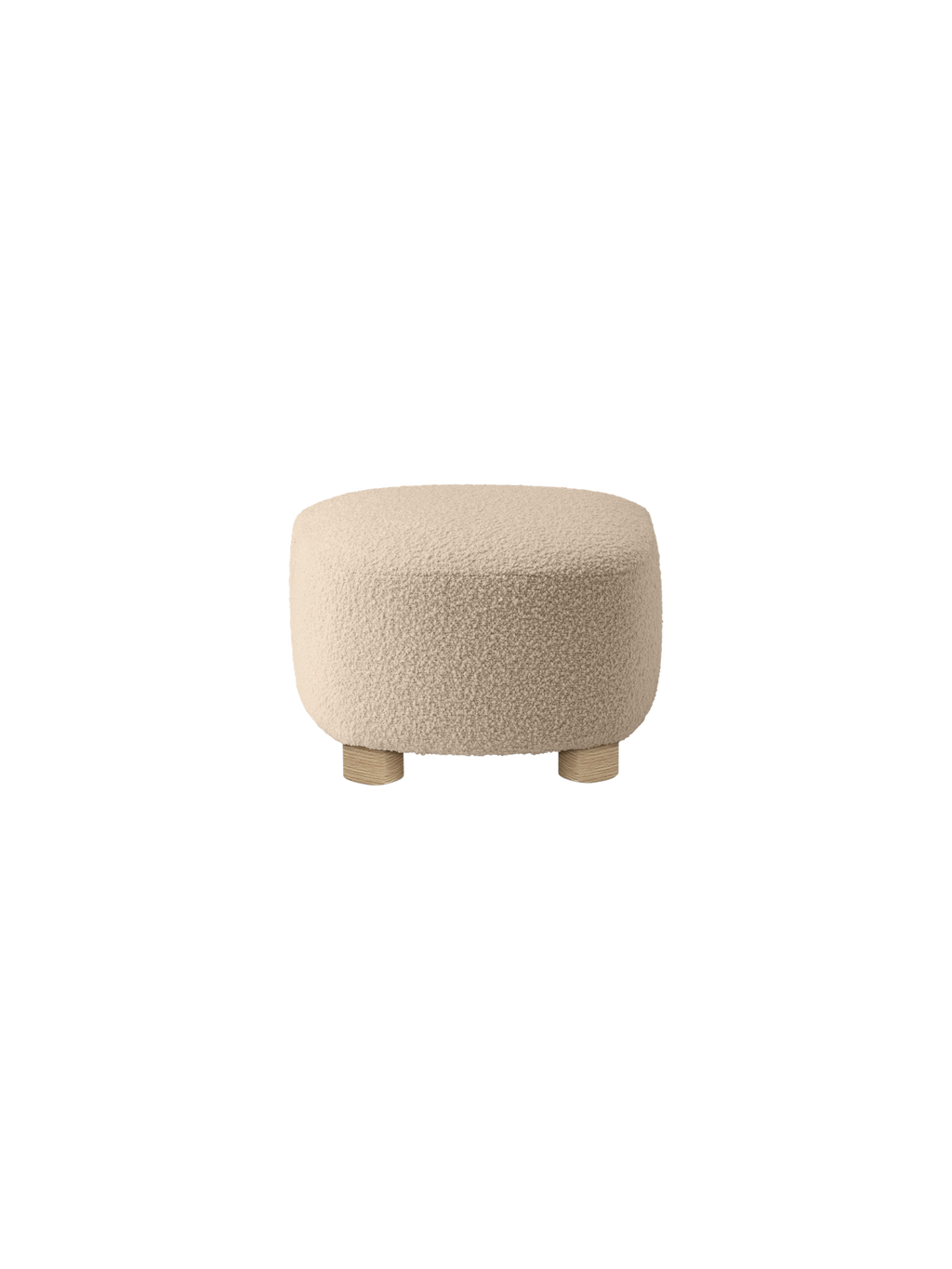 Pouf en tissu et chêne avec roulettes en laiton pour salon