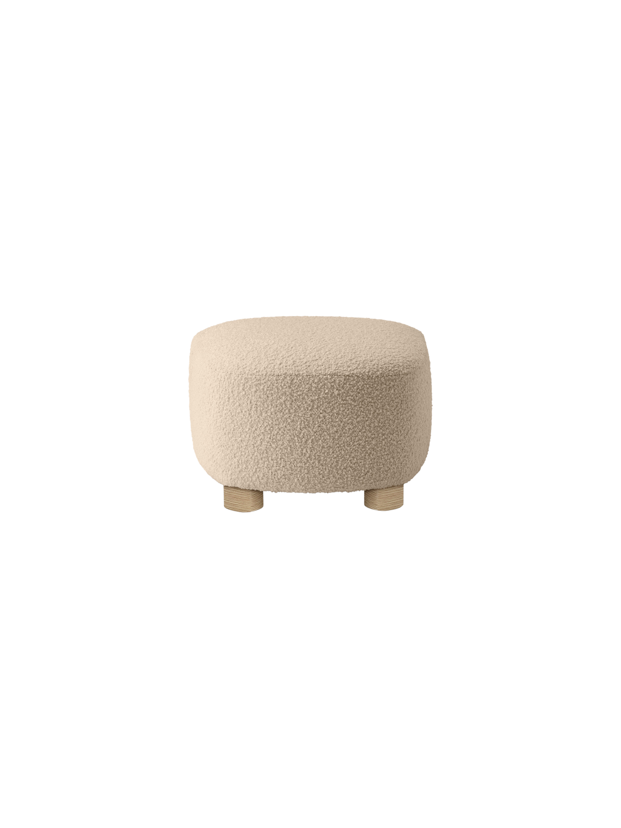 Pouf en tissu et chêne avec roulettes en laiton pour salon