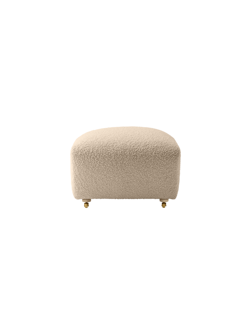 Pouf en tissu et chêne avec roulettes en laiton pour salon