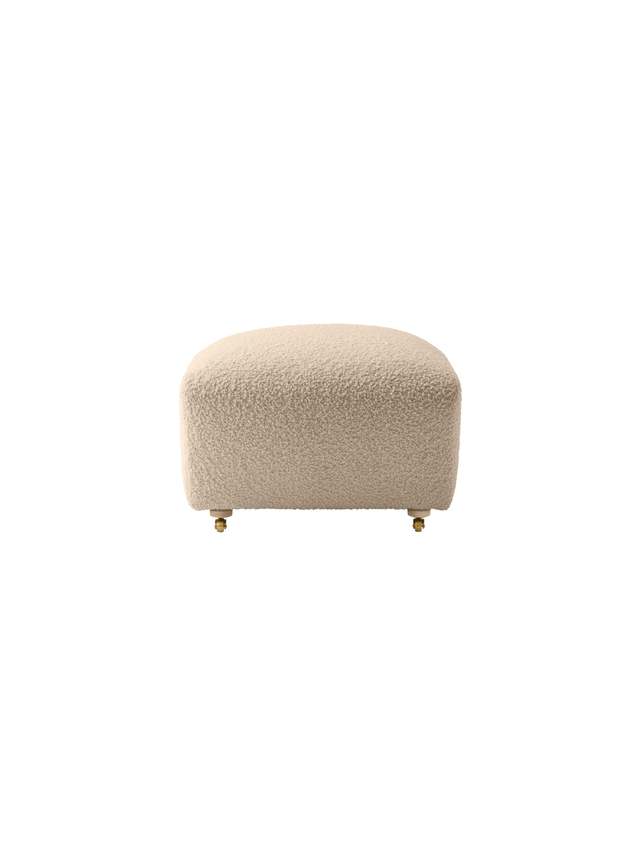 Pouf en tissu et chêne avec roulettes en laiton pour salon