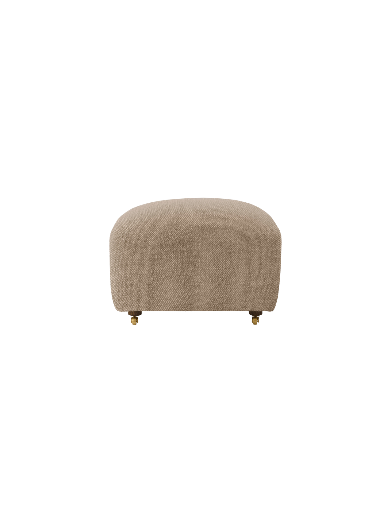 Pouf en tissu et chêne avec roulettes en laiton pour salon