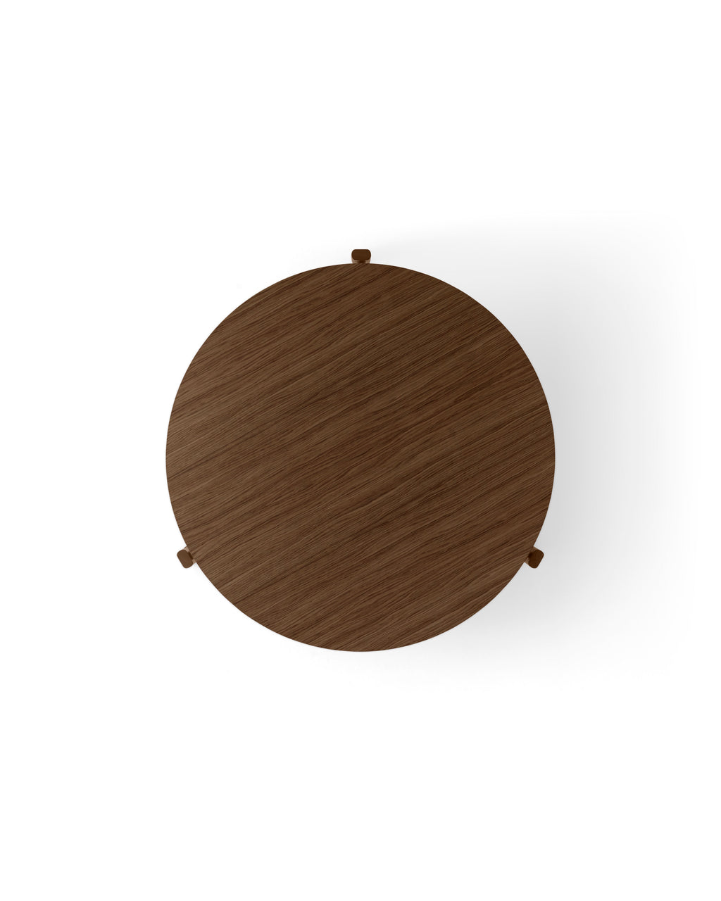 Table basse ronde scandinave en chêne massif et noyer avec assemblage à plat pour salon